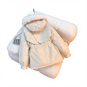 Abrigo Cálido de Invierno para Mujer H-2553, Nuevo Estilo con Cuello de Pelo Grande, Abrigo de Una Pieza con Interior de Terciopelo, Versátil y a la Moda - Product Image 5