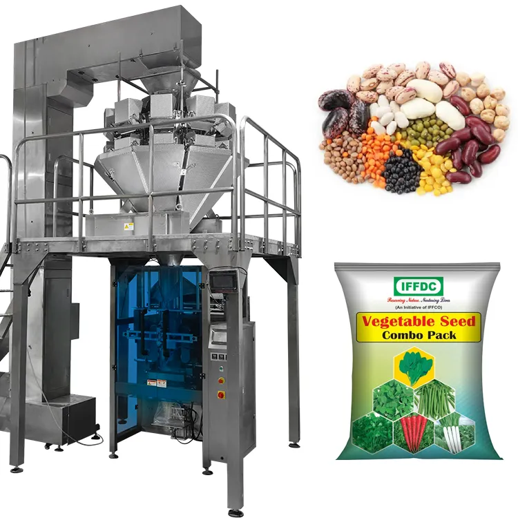 Máquina automática de embalaje de granos de pesaje de fábrica, embalaje de semillas de verduras, máquina de embalaje de bolsas de fertilizante