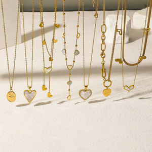 Romantic Gift Hit <strong>Heart</strong> Double-Layer Stainless Steel Sweet INS-Style Clavicle Necklace for Cross-Border <strong>Shelving</strong> - Product Image 1