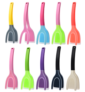 ที่หมุนไข่ทำจากซิลิโคนเกรดใช้กับอาหารและไม้พายแบบ2อิน1ที่คีบอาหารสำหรับแพนเค้กหนีบขนมปังฝรั่งเศสและไข่เจียว - Product Image 2