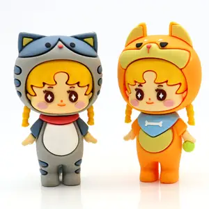 Schattige Cartoon Kawaii Meisjes Anime Beeldje Pvc Figuur 3d Karakter Custom Action Figure Mini Beeldje