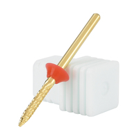 Forets coniques en carbure avec revêtement en or TiN, conception double face, pour nettoyer les ongles, compatibles avec les ponceuses à ongles électriques portables