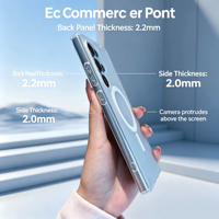 Coque pour iPhone 18 Pro/17, fixation magnétique, texture givrée personnalisable, coque transparente, protection, antichoc