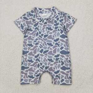 Pelele de camuflaje gris de seda de leche de manga corta tipo polo de una pieza para bebé niño - Product Image 2