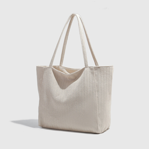 Sac fourre-tout à bandoulière pour femme en toile sergé grande capacité, tendance, avec fermeture éclair et deux poignées, 30x15x40cm, idéal pour le shopping et les trajets quotidiens - Product Image 1