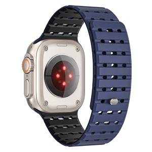Bracelet perforé en silicone magnétique respirant pour bracelet de montre Apple intelligent 1 2 3 4 5 6 <span class=keywords><strong>7</strong></span> 8 9 SE Ultra 2 - Product Image 3