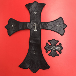 Op Maat Gemaakt Nieuw Modemerk Ontwerp Hardware Pu Lederen Zwart Kruis Borduurwerk Kleding Decoratieve Accessoires Patch - Product Image 4