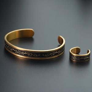 Stainless Steel Jewelry <b>Set</b> Factory Custom Name Bangles Cuff Bangle <b>Bracelets</b> for Men Women Classic Jewelry Gift Gold Plated - Product Image 6