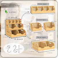 Panier de rangement à 3 niveaux en bambou, empilable, pour légumes, avec 2 supports pour bananes et aération, pour comptoir de cuisine