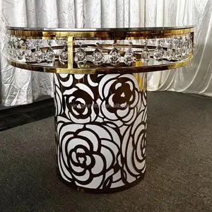 Luxury Durable Modern Round Gold Hotel Furniture Wedding <strong>Tables</strong> Stainless Steel with <strong>Glass</strong> for Outdoor Dining Events - Product Image 1