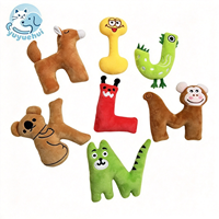 Jouets à mâcher interactifs en coton doux et latex pour animaux de compagnie, avec motifs de dessins animés et alphabet, pour chiens et chats