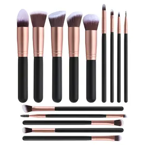 Hot Selling 14 pieces Nylon Synthetic Makeup Brushes Set Professional Eye Shadow Mascara Blusher Vegan Makeup Brushes Kit