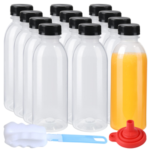 Botella de Plástico PET Redonda de 16 oz/12 oz, Transparente, Libre de BPA, Personalizable, para Llenado de Jugos y Bebidas - Product Image 1