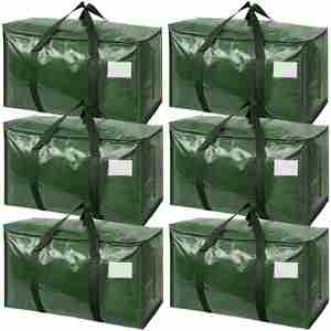 Heavy Duty Moving Bags 6 Pack <b>Large</b> Storage Totes <b>Bins</b> with Backpack Straps Strong Handles & Zippers - Product Image 1