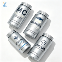 Bouteille cylindrique en aluminium laqué de qualité alimentaire personnalisée 53*110mm 150ml pour capsules, comprimés, grains de café, aliments