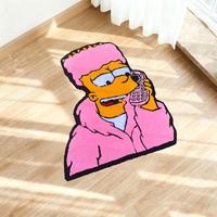 Tapis amusant en forme de personnage de dessin animé, tapis en peluche en forme de Bart Simpson pour une maison créative