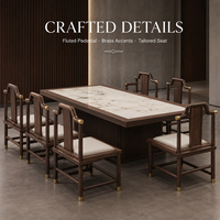 Table et chaises de restaurant robustes, faciles à nettoyer, résistantes à la chaleur, avec plateau en pierre frittée TIMELESS pour salle de banquet