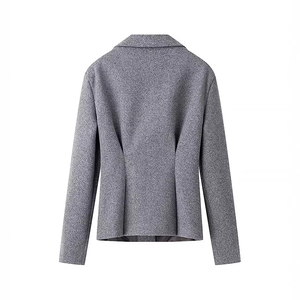 Blazer Wanita Berkualitas Tinggi Musim Gugur 2026 Model Baru Formal Solid Temperamen Kerah Lipat Lengan Panjang Bahan Worsted Rok Jas Poliester - Product Image 3