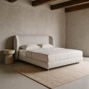 Luxury Upholstered <b>Bed</b> Soft Fabric Platform <b>Frame</b> Minimalist Modern Bedroom Furniture King <b>Size</b> - Product Image 1