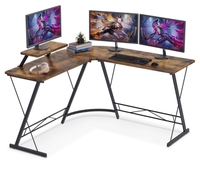 Bureau d'angle en bois en forme de L avec pieds en métal, pliable, design durable et rafraîchissant pour le bureau à domicile et les jeux