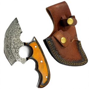 Couteau de boucherie pour viande de mouton et de bœuf, outil de camping, de chasse et de plein air, en acier inoxydable, lame épaisse, manche en bois, ambidextre, avec étui en cuir et en nylon - Product Image 3