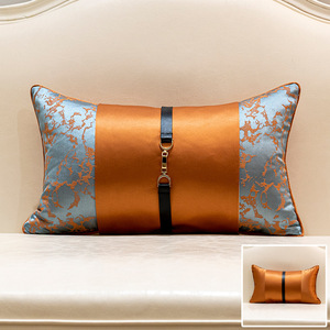 Housse de <span class=keywords><strong>coussin</strong></span> de <span class=keywords><strong>canapé</strong></span> d'hôtel de luxe personnalisée, <span class=keywords><strong>orange</strong></span>, jacquard, avec boucle métallique, pour <span class=keywords><strong>coussin</strong></span> lombaire - Product Image 1