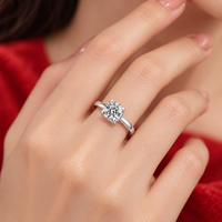 S925 Sterling Silver 2 Carat Romantique Bling Anneau Argent 925 Moissanite Bague de Fiançailles Femmes