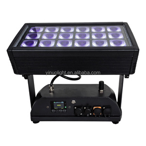 Projecteurs de scène extérieurs étanches en aluminium IP65 à batterie, projecteur LED City Washer 18*20W RGBWAUV 6-en-1, spectacles lumineux dynamiques, contrôle DMX/WiFi - Product Image 1