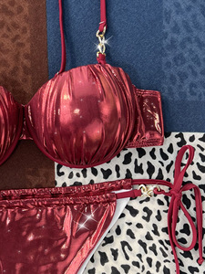 <span class=keywords><strong>Maillot</strong></span> <span class=keywords><strong>de</strong></span> <span class=keywords><strong>bain</strong></span> deux pièces pour femme JSN 2025, nouveau design, sexy, avec sac rigide en métal, bikini métallique brillant, vêtements <span class=keywords><strong>de</strong></span> plage - Product Image 6