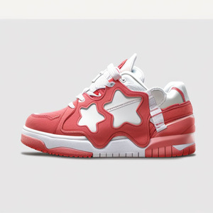 Nouvelle étoile <span class=keywords><strong>pain</strong></span> chaussures femmes bas haut fond épais en cuir blanc chaussures avant à lacets sport décontracté conseil chaussures - Product Image 6