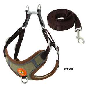 Yansıtıcı naylon evcil hayvan yeleği kolay kontrol eğitim kolu ayarlanabilir no-çekme köpek koşum küçük XL boyutları için sevimli düz kurşun yürüyüş - Product Image 2