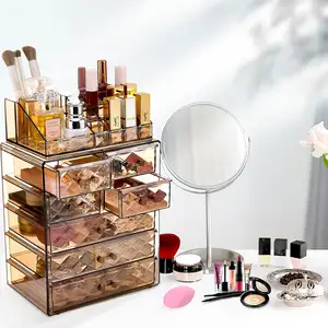 Cosmetics Jewelry Storage Organizer Makeup Organizer for Vanity Organize Acrylic Foldable Modern Rectangle Compact Green 1pcs