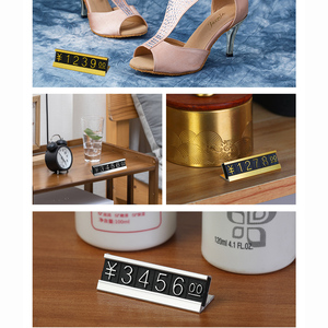 Venta al por mayor Placa de <span class=keywords><strong>precio</strong></span> de metal digital Soporte de exhibición Marco de aluminio Joyería de plástico Cubos de precios Bloque de números Negro Plateado - Product Image 6