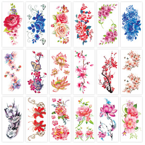 Venta al por mayor flor de verano <span class=keywords><strong>flores</strong></span> temporales a prueba de agua tatuajes falsos pegatinas colorido arte corporal tatuajes temporales para mujeres niñas - Product Image 2