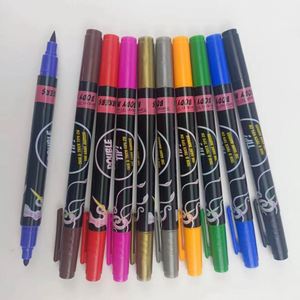 Juego de Marcadores de Tatuajes de Doble Cara Borrables con Aire, 12 Colores, con Logotipo Personalizado, para Pintar en Tela, Cuerpo y Manos - Product Image 1