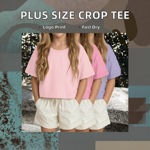 T-shirt court décontracté basique ample en coton uni à col rond et manches courtes avec revers, personnalisable en plusieurs couleurs pour femme - Product Image 2