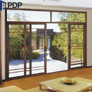 Portes coulissantes en <span class=keywords><strong>verre</strong></span> <span class=keywords><strong>translucide</strong></span> coupe-vent en bois recouvert d'aluminium haute performance, finies pour une utilisation en chambre, hall, sous-sol, extérieur - Product Image 5