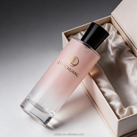 Flacon de parfum en verre dépoli rose dégradé de luxe, cylindre droit, logo personnalisé par estampage à chaud, flacon pulvérisateur cosmétique vide