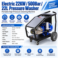 Nettoyeur haute pression électrique 500 bars 22 kW, machine de lavage à pression industrielle 22 L/min, usage intensif