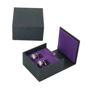 Пластиковая Обложка с логотипом на заказ, кожаная бумажная запонка, Подарочная коробка для упаковки ювелирных изделий, фиолетовый бархатный внутренний материал с логотипом на заказ