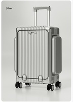 Nouvelle valise spinner en néoprène de 20 pouces, ouverture frontale, design multifonctionnel, poches latérales, serrure, grande capacité, unisexe, bagage à main PC