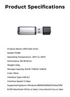 New Silver Metal USB Flash Drive USB 3.2 Gen1 PD196 64GB/128GB/256GB 5 Gbps Transfer Rate 2-Year Warranty