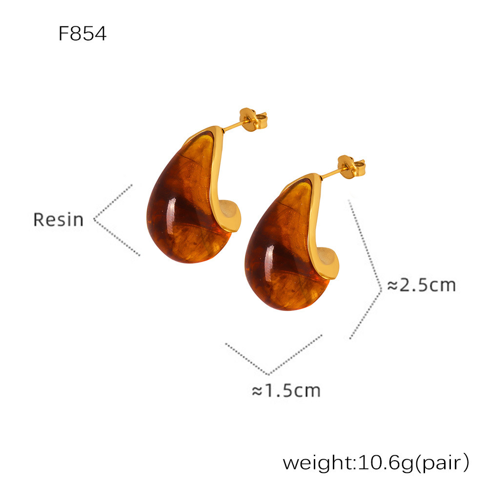F854-ต่างหูสตั๊ดทองแอนทราโคซีน