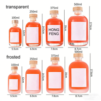 Bouteilles en verre transparentes givrées vides de 100 ml, 250 ml, 375 ml, 500 ml pour gin, rhum, brandy, spiritueux, whisky, vodka, liqueurs, avec bouchons en liège, gravure gratuite