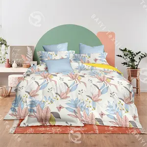 Conjunto de cama luxuoso personalizado de tamanhos diferentes, lençóis, fronha, capinha, capinha de almofada, mercado europeu e americano, 120gsm