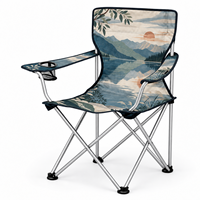 Chaise pliante portable robuste avec accoudoirs, porte-gobelet et motif logo personnalisé pour cabane en bord de lac - Vente en gros