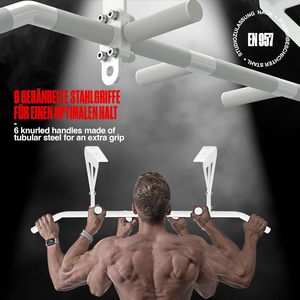 Wellshow sport Klimmzugstange deckenmontaggio, HS-K-D6W, Weiss, Studiozulassung, 6 rutschfeste Griffe, Pull Up <span class=keywords><strong>bungen</strong></span> & mehr - Product Image 5