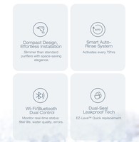 Système de filtration d'eau par osmose inverse Menred 800 GPD Membrane RO 0,0001 μm, efficacité de l'eau de 65%, rinçage automatique intelligent WiFi