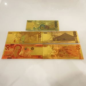 Juego <span class=keywords><strong>de</strong></span> <span class=keywords><strong>5</strong></span> <span class=keywords><strong>Billetes</strong></span> Filipinos <span class=keywords><strong>de</strong></span> Metal <span class=keywords><strong>de</strong></span> Doble Cara, 20, 50, <span class=keywords><strong>100</strong></span>, 500, 1000, con Hoja <span class=keywords><strong>de</strong></span> Oro - Product Image 2