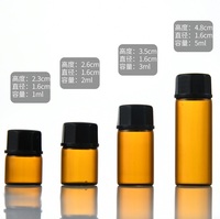 Mini flacons en verre transparent 1ml 2ml 3ml 5ml pour huiles essentielles et parfums, avec bouchon à vis noir et col en verre, diffuseur à bâtonnets